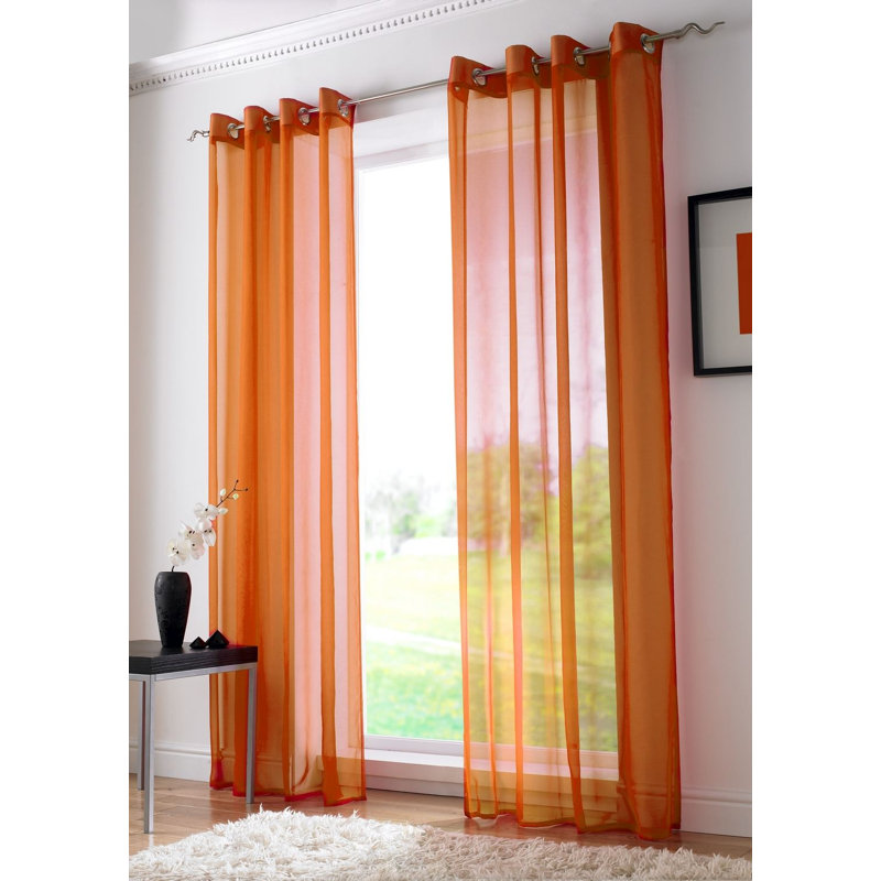Jaxcen Sheer Curtain Single Panel, 149.86 W x 137.16 D cm, Orange