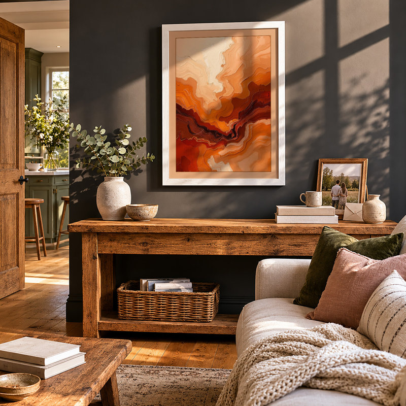 Molten Flow Abstract - Framed Print, A3 - 42.0 x 29.7 cm, White