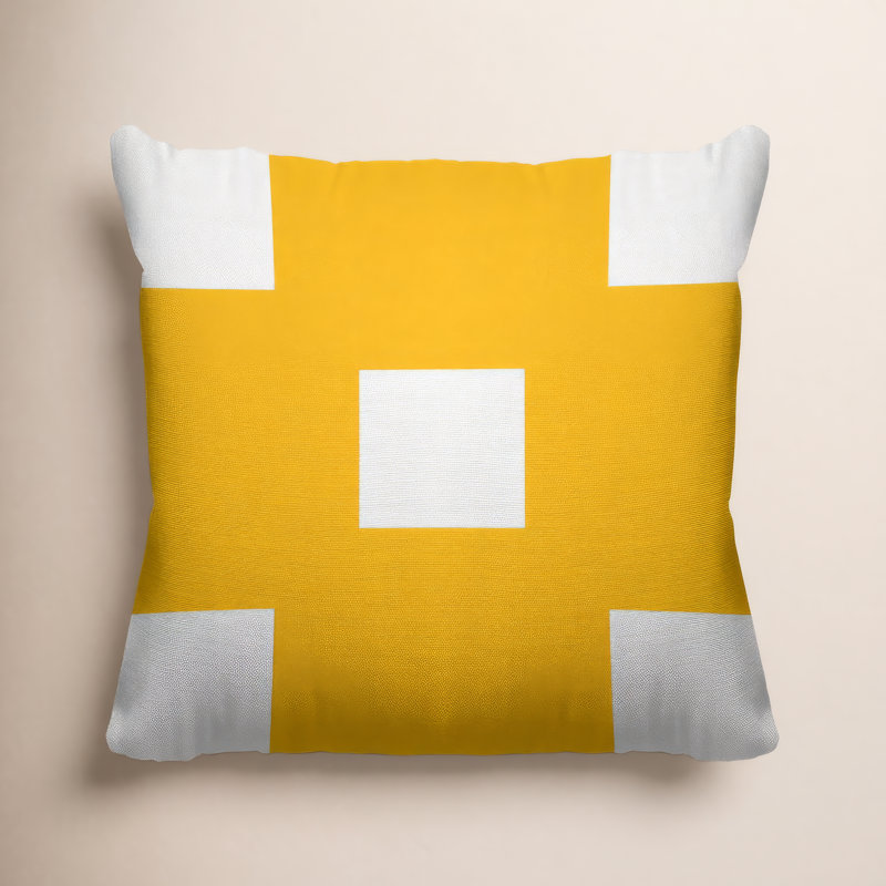 Luella Geometric Outdoor Reversible Throw Pillow, 15H" x 15W", Yellow