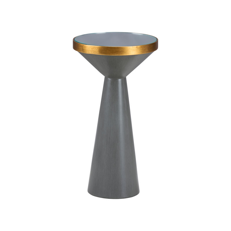 New York Glass Top End Table, Dark Gray Top/Gray Wash Base