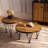 Retro Walnut Solid Manufactured Wood Round Coffee Table Sets