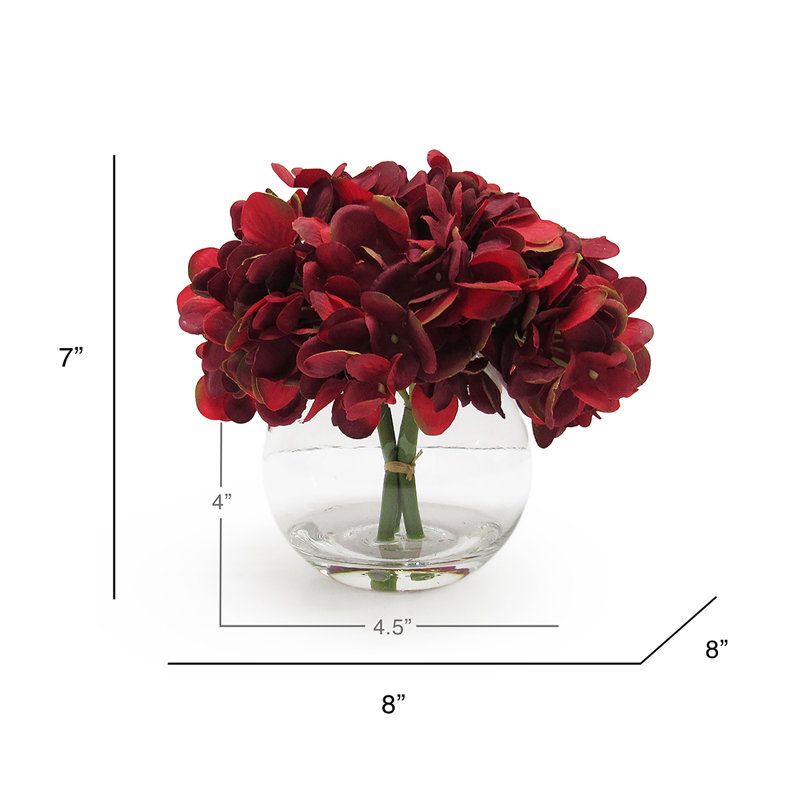 Hydrangea Arrangement in Vase, Burgundy