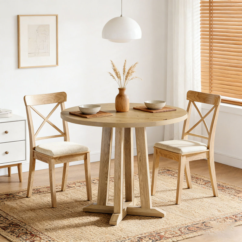 Small Round Dining Table Kitchen Table with Sturdy Base