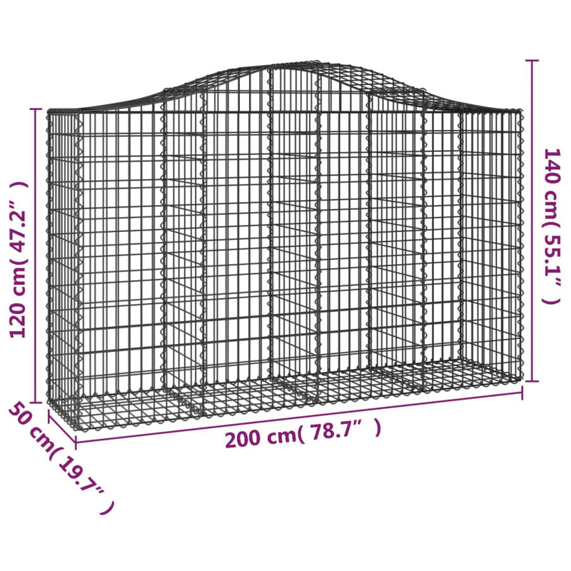 Ensemble de 10 paniers en fer galvanisé Vidaxl Gabion, H 4,6 pi x l 6,6 pi