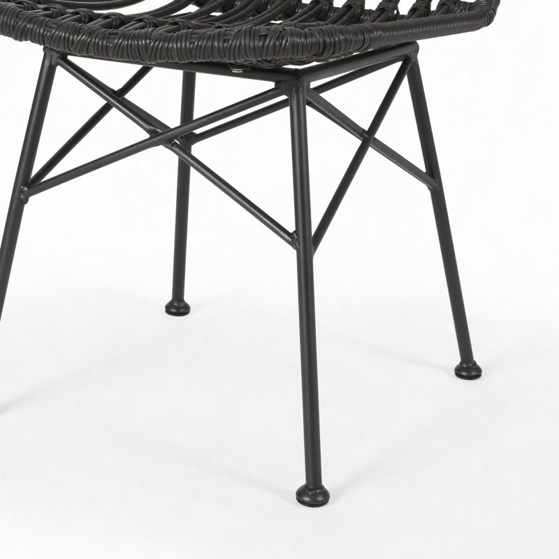 Modern Rattan & Metal Dining Chairs – Sleek Outdoor Seating Set, Grey
