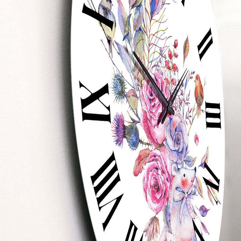 Horloge murale traditionnelle bleue et rose, Petit