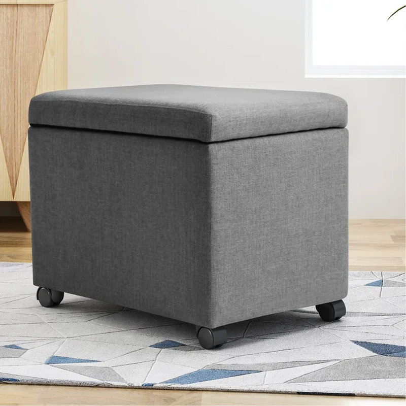 Tissu gris pour solutions de rangement sur mesure pour la maison et le bureau avec roulettes