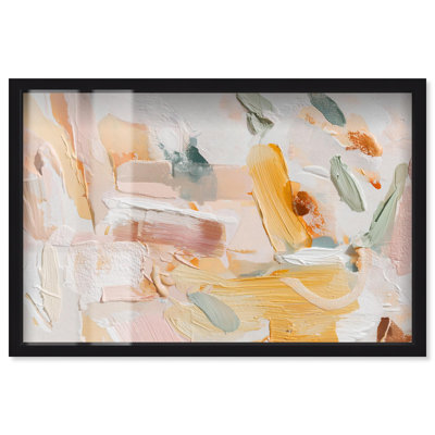 «Gentle Hues Shadowbox Print», art mural abstrait par Art Remedy, cadre noir, 55 x 37