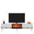 Modern TV Stand with Electric Fireplace, White & Gold, 59.1 x 17.6 x 11.6 inches | 100% Melamine Coated Particle Board, LED Light & Grinded Glass Front | Stylish Home Entertainment Solution for Glam Living Rooms-794185386