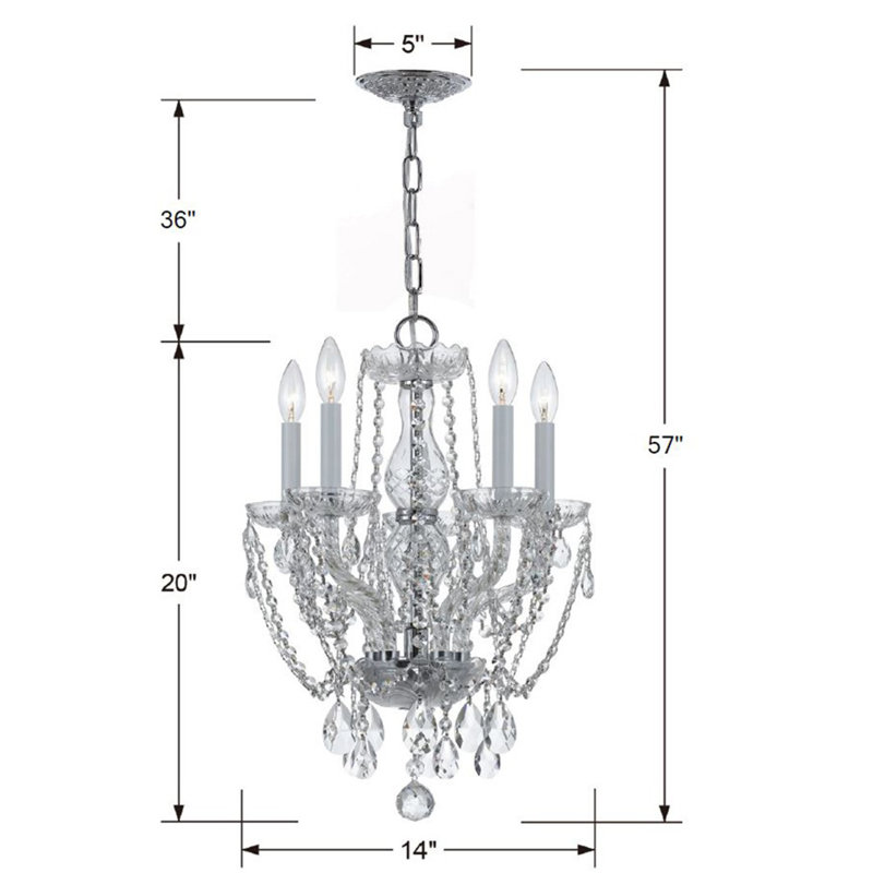 Wehr 5 - Light Glass Dimmable Classic / Traditional Chandelier, Chrome, Majestic Wood Polished