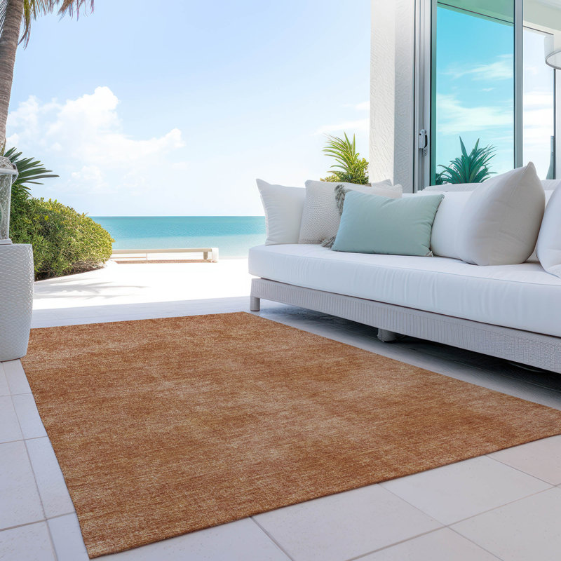 Paprika Rectangular Synthetic Easy Care Washable Rug 3' x 5'