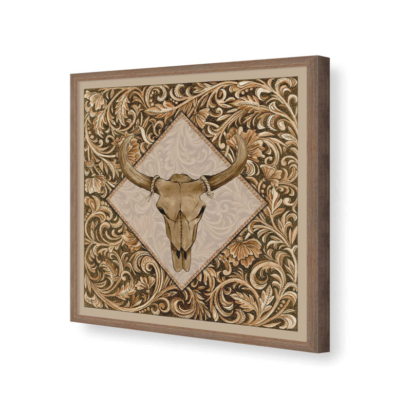 «Leather Skull» par Cindy Jacobs, reproduction d'art, L 20 po x H 20 po, Brun, Framed Print