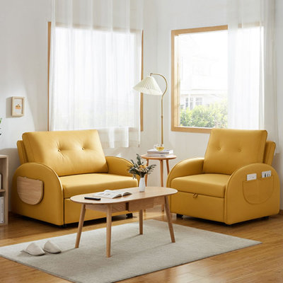 47.24" Yellow Polyester Standard Sofabed cushion couch