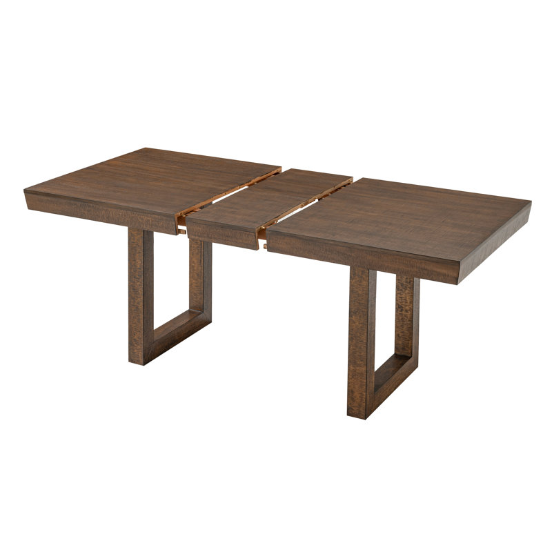 Ensemble de salle à manger extensible traditionnel 7 pièces, table de 152 cm à 183 cm avec rallonge papillon de 30 cm et 6 chaises rembourrées, en bois d'hévéa massif