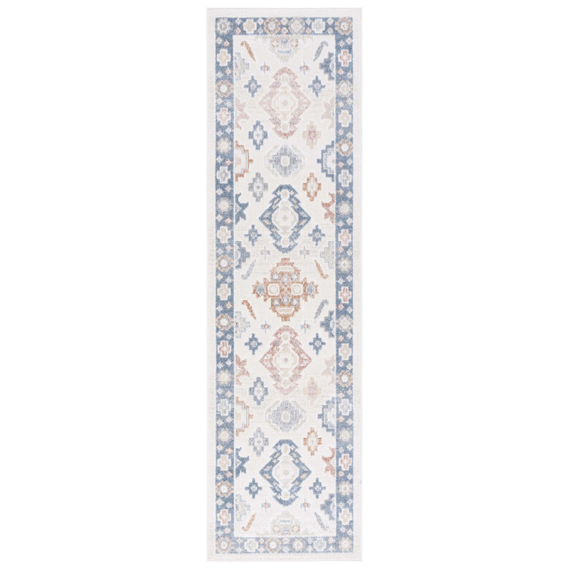 Tapis beige / bleu Huitt lavable 218, Tapis de couloir 2 pi 2 po x 8 pi