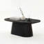 Table basse moderne en bois massif 47,2 "avec plateau ovale spacieux, noir-375464812