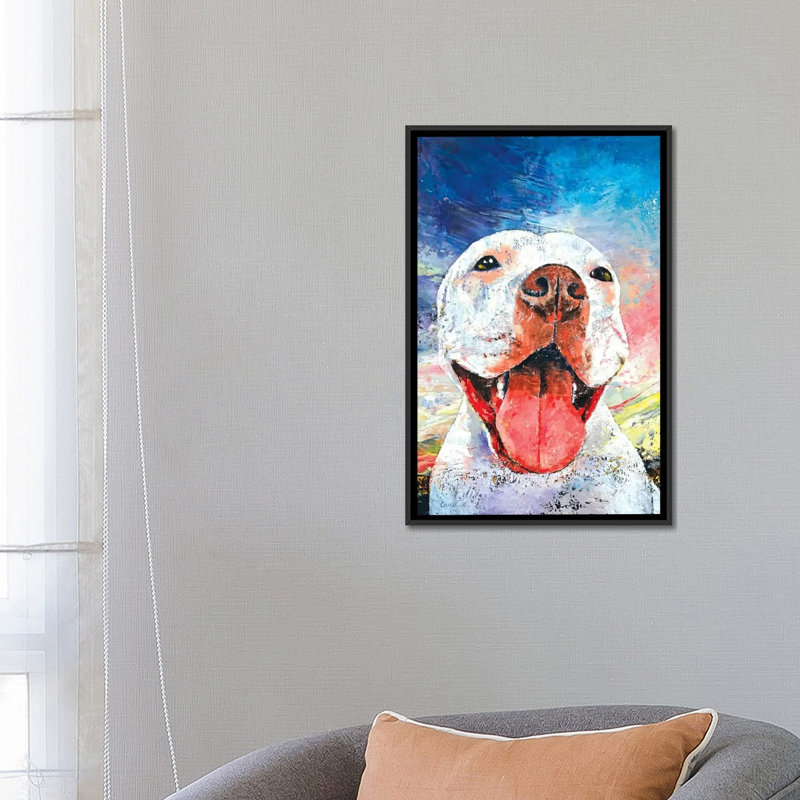 « pitbull », reproduction d’art sur toile, H 26 po x l 18 po x P 1,5 po, Toile avec cadre noir, Pas de tapis