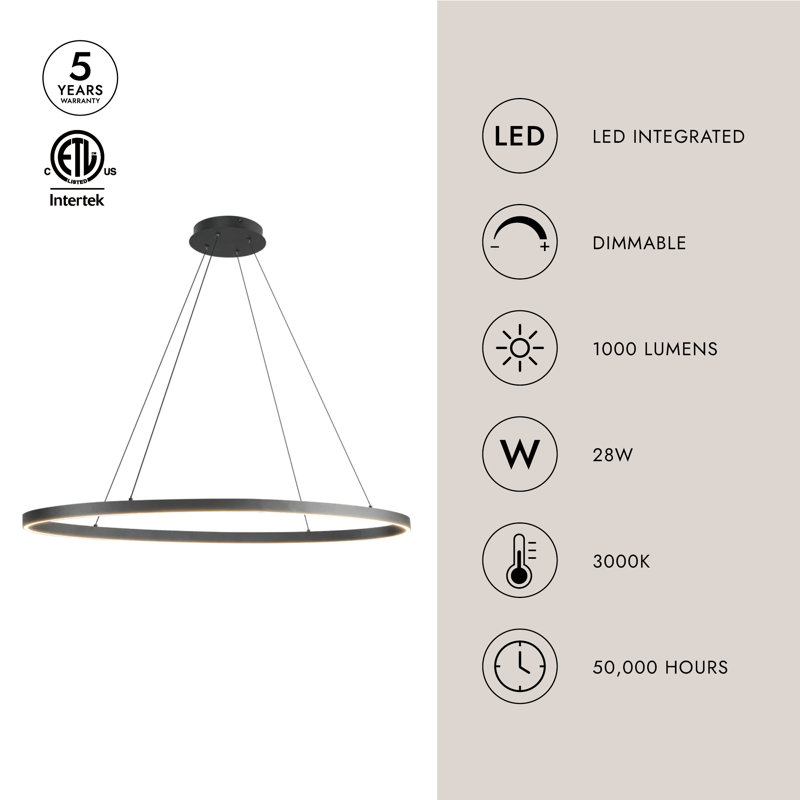 Ovale 1 - Light LED Pendant, Brushed Gold,  1.5" H x 39.375" W x 15.75" D