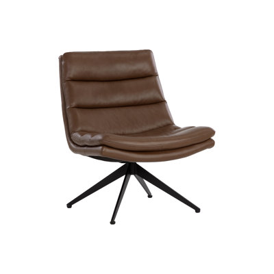 Leather Swivel Tufted Lounge Chair