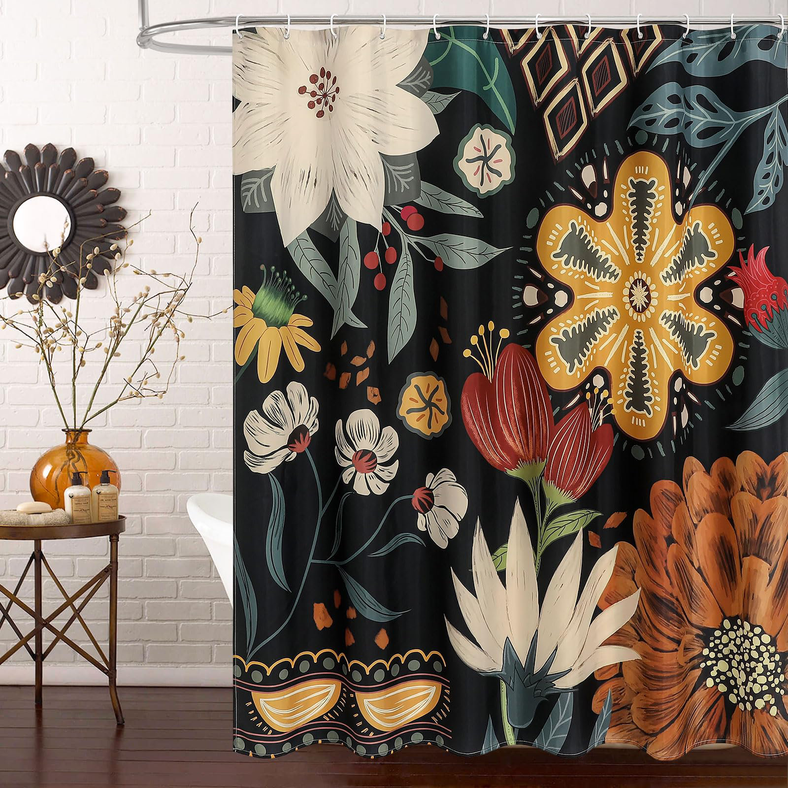 Latitude Run® Floral Shower Curtain with Hooks Included | Wayfair