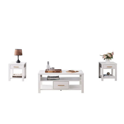 Rey 3-Piece Occasional Table Set - Modern Coffee Table with Side Table Set - High Storage Living Room Table Set - Coffee Table Set for Multiple Uses by Wildon Home