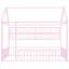 Structure de lit en métal rose avec clôture et tablettes - pleine grandeur pour une chambre à coucher stable et durable-1421055505-1421055498
