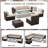 9 Pieces Sofa Sectional Seating Group with Cushions and Fire Pit Table-404331287