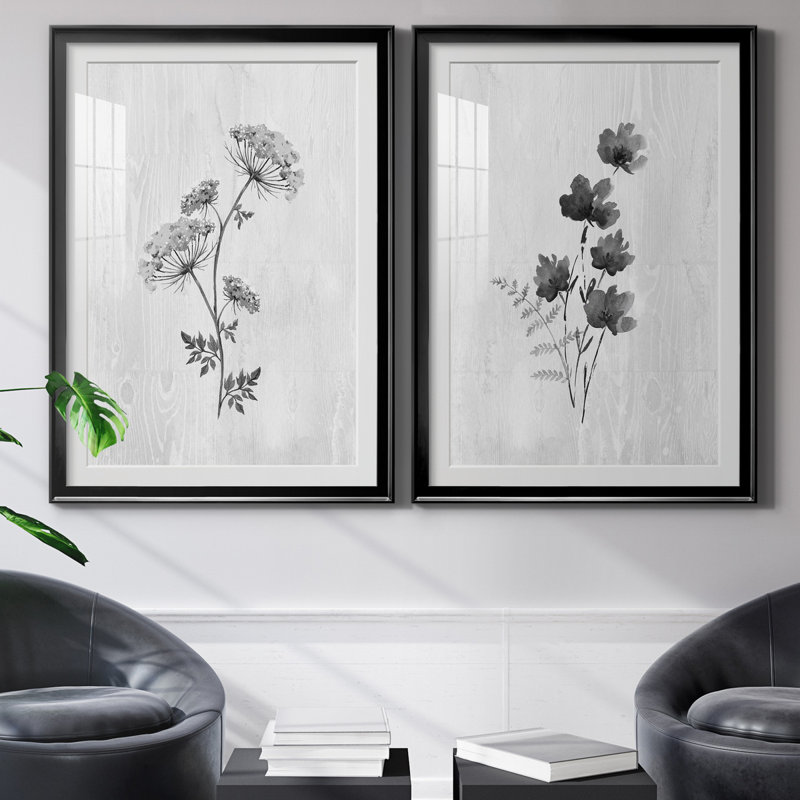 Neutre pré III - ensemble de 2 reproductions d'art, Papier encadré noir, Blanc, H 30,5 po x l 85 po x P 1,5 po
