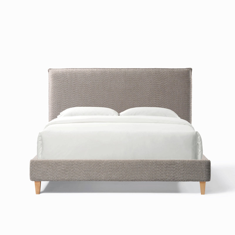 Lit plateforme tapissier Vireo - Gris tungstène - Grand