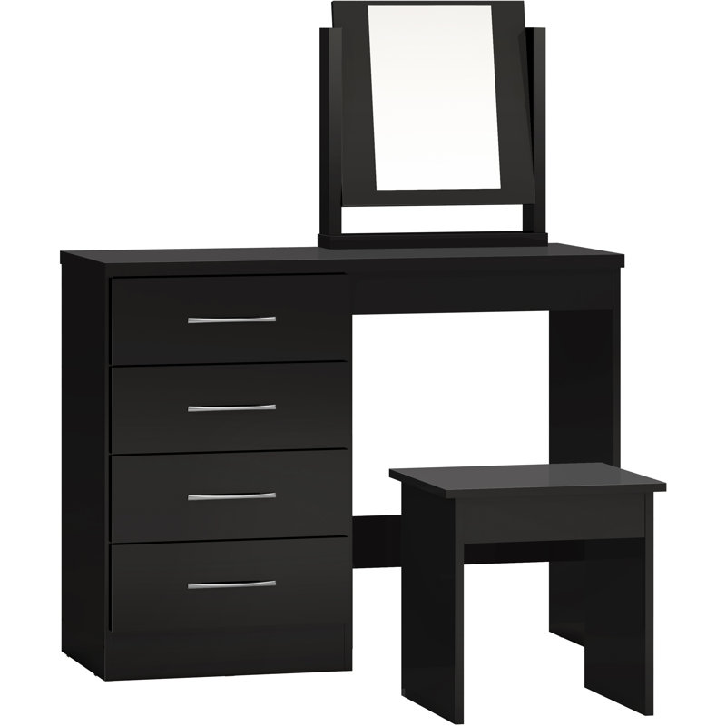 Cascio Dressing Table Set with Mirror, Black