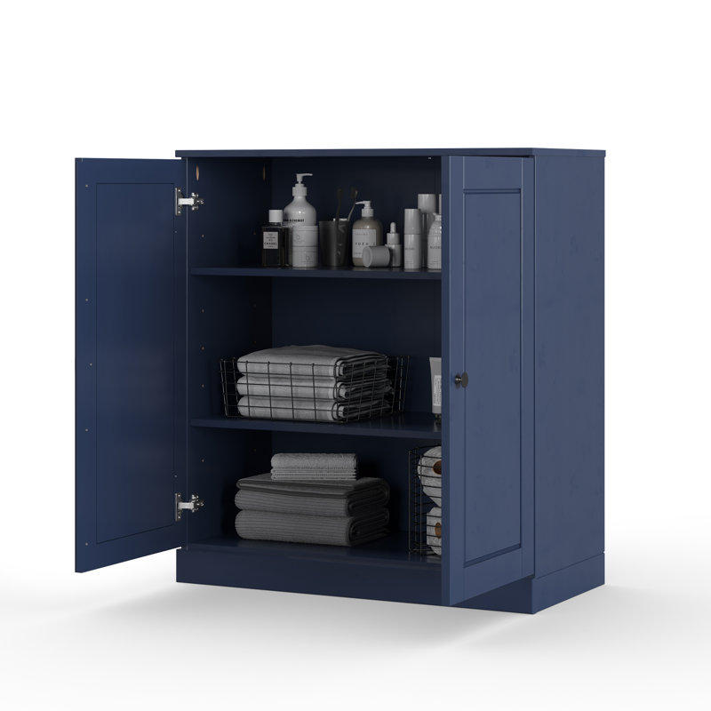 Armoire de salle de bain en bois massif l 32 po Melvous, Marine