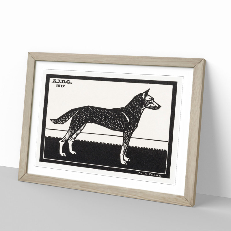 Dog by Julie De Graag - Picture Frame Painting, 36cm H x 48cm W x 2cm D, Oak Framed