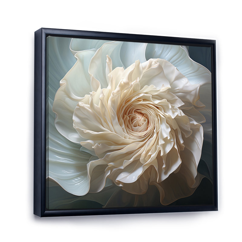 " Seashell Monochromatic Whispers II ", 16" H x 16" W x 1" D, Black Floater Framed