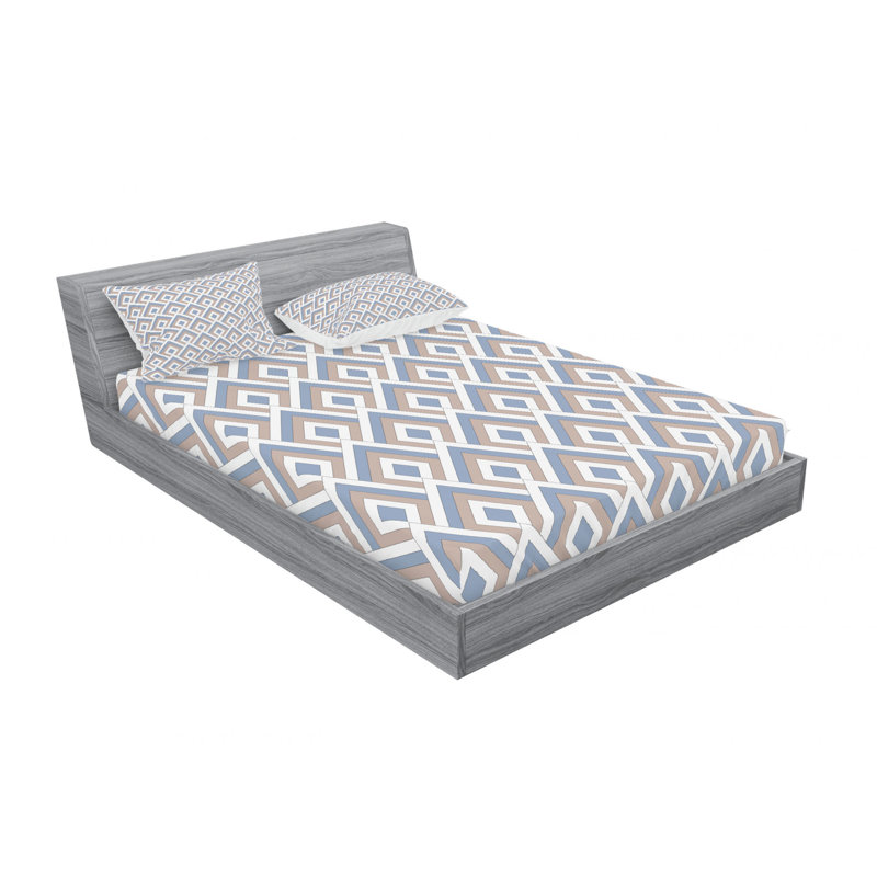 Microfiber Geometric Sheet Set, Full/Double Sheet Set with Fitted Sheet