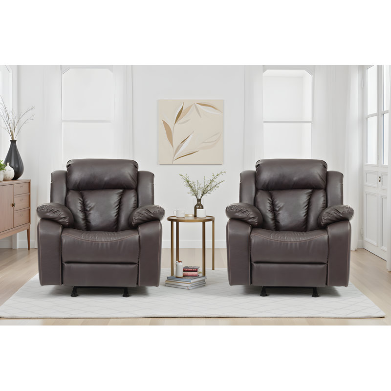 Ensemble de 2 fauteuils inclinables Novellara, Brun foncé