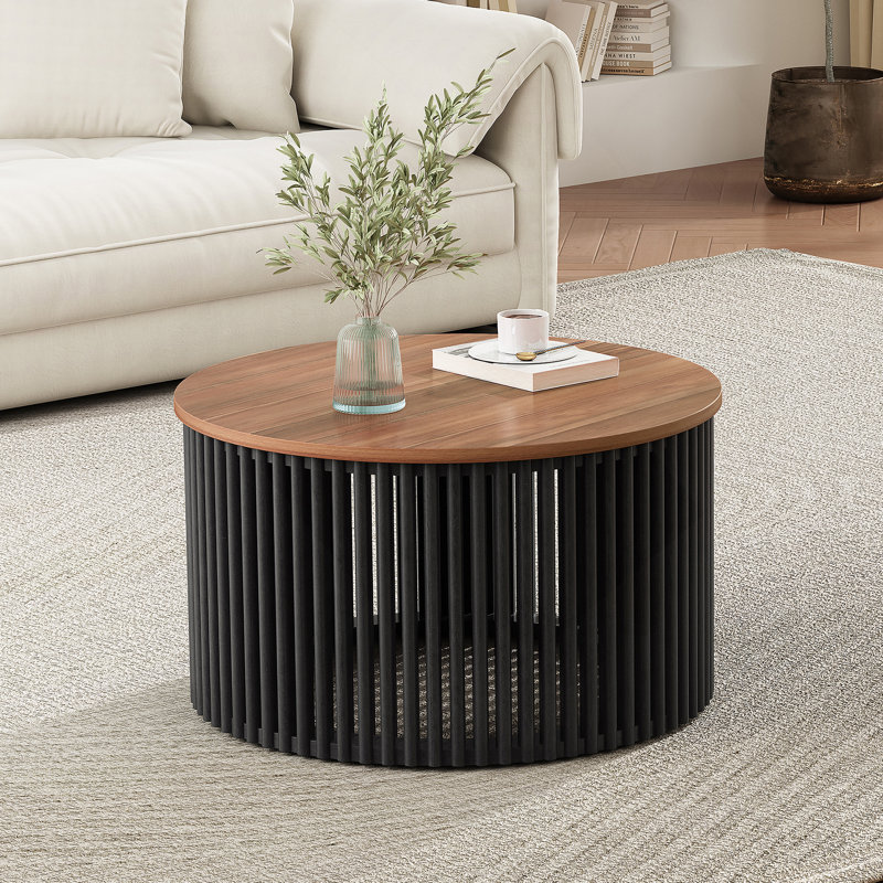 TABLE DE CAFÉ ACACIA EN BOIS MASSIF, DE COULEUR NATURELLE ET NOIRE