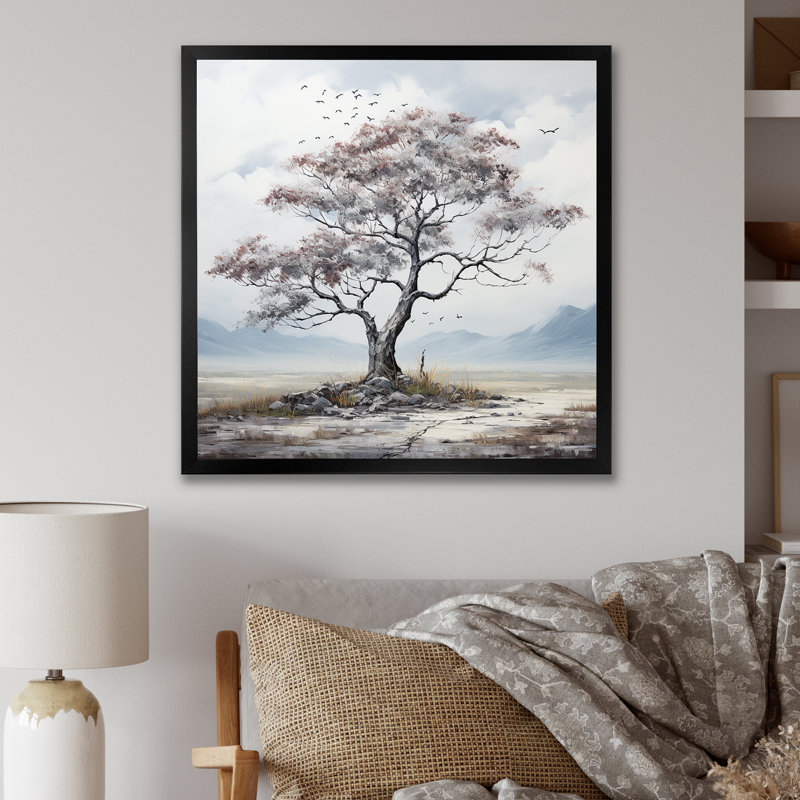 «Sub subtile élégance de l'arbre monochrome II», reproduction sur toile, H 16 po x l 16 po x P 1 po, Cadre simple noir