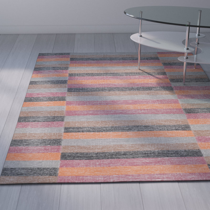 Tapis rouille en laine tissé à la main Whittlesey, Rectangle 5 pi x 8 pi