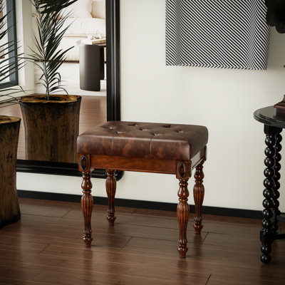 Bumpy Solid Wood Vanity Stool by Alcott Hill