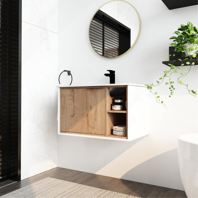 30'' Floating Wall-Mounted Bathroom Vanity with Ceramics Sink & Soft-Close Cabinet Door