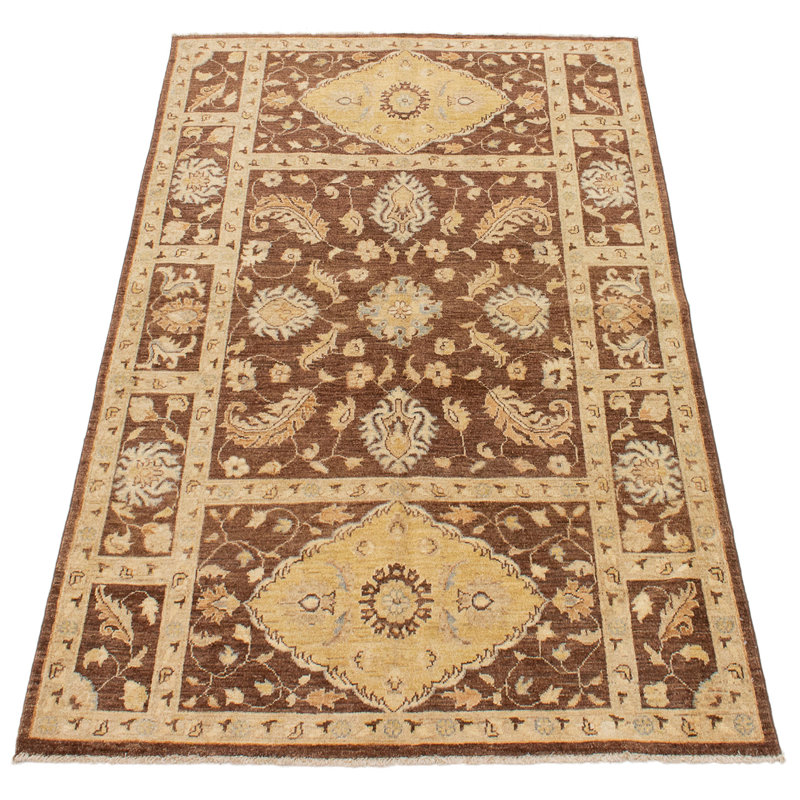 Tapis de bois one-of-kind-noué la 2010 ushak crème 5 pi 1 po x 7 pi en laine de 2 po Yaak