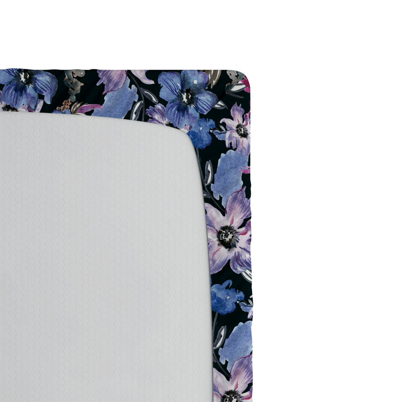 Drap-housse Ambesonne, Vert foncé et lilas / motif floral prune, Drap-housse de taille double