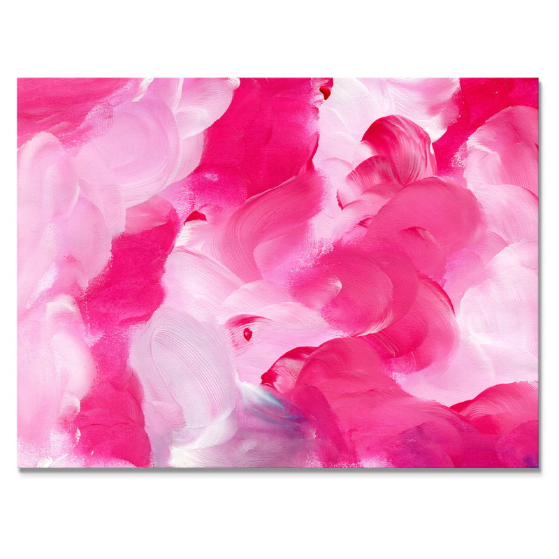 Fuchsia et nuages liquides roses - Peinture sur toile, Toile tendue, H 24 po x l 32 po