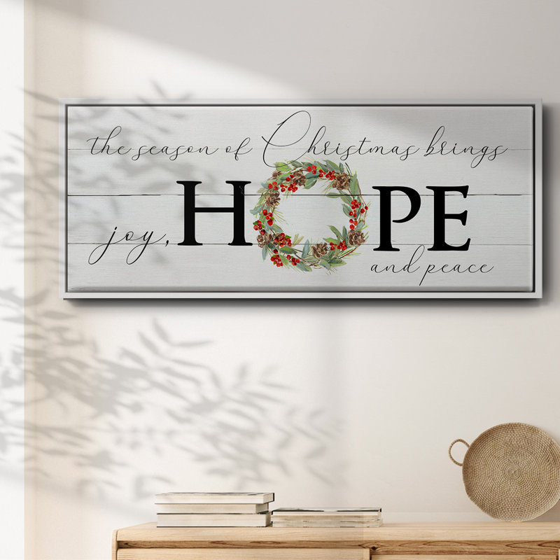 Joy Hope and Peace - Toile encadrée, H 8 po x l 20 po