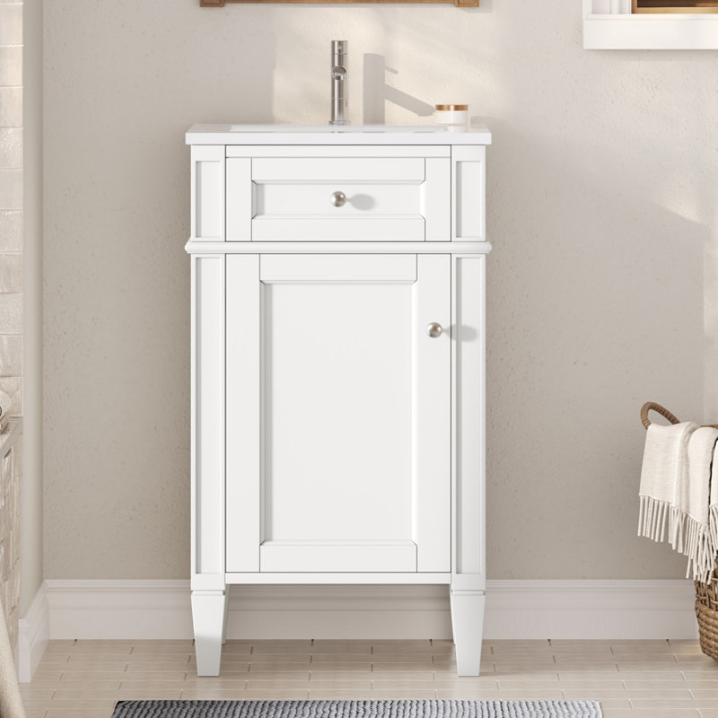 Meuble-lavabo 18 po avec lavabo en céramique, Blanc