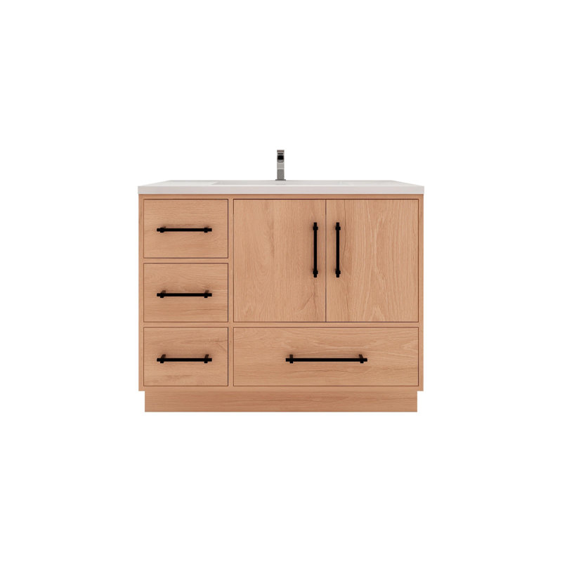 Victoria 41.9'' Single Bathroom Vanity with Acrylic Top, Red Oak