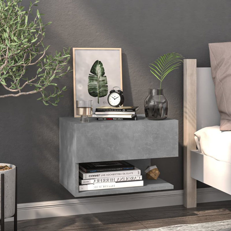 Armoire de chevet flottante vidaXL, Gris béton, Ensemble de 2