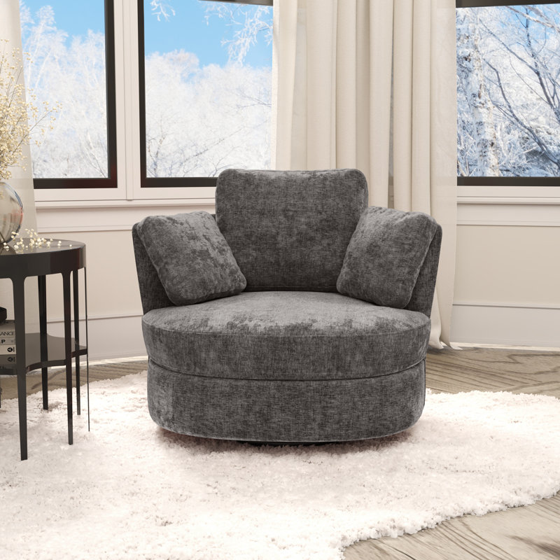 Fauteuil pivotant en tonneau 40,35 po Cheniile, Gris