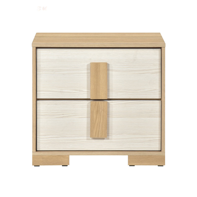 Table de chevet de rangement contemporaine à 2 tiroirs avec finition en mélamine durable, parfaite pour les chambres à coucher modernes et l'organisation efficace.