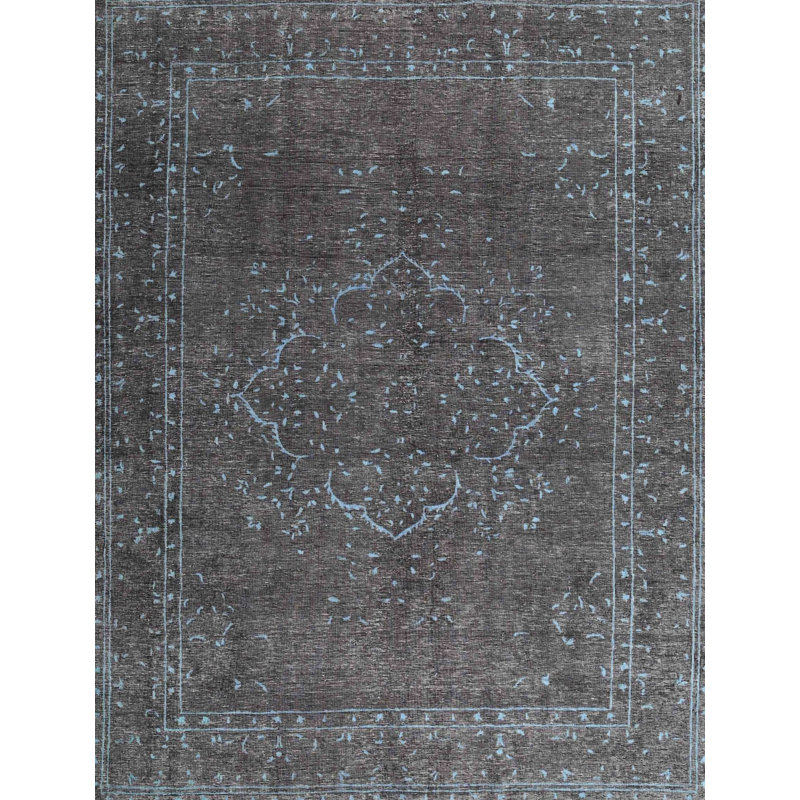Tapis noir en laine touffeté à la main Rostam